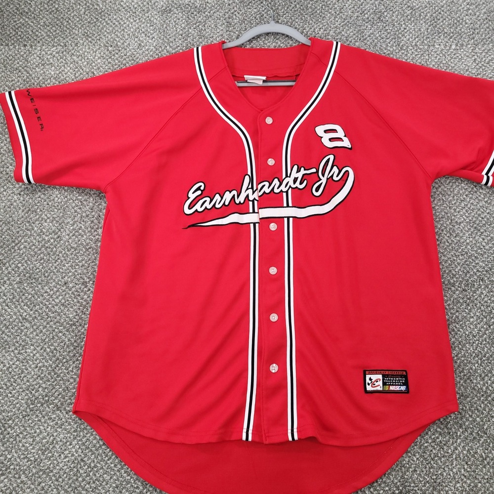 Chase Authentics NASCAR Dale Earnhardt Jr 8 Budweiser Baseball Jersey Red XL
